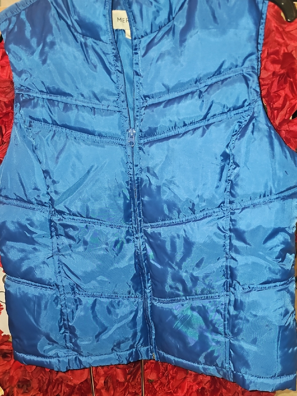 Merona Women's Royal Blue Quilted Puffer Vest Size Large